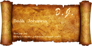 Deák Johanna névjegykártya